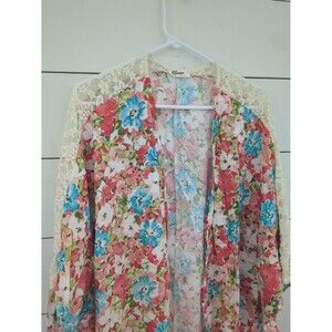 Blumin apparel kimono cardigan floral lace boutique cool summer 2X